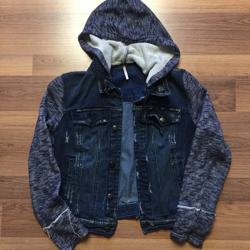 Free People denim jacket with removable hood - Picture 1 of 5